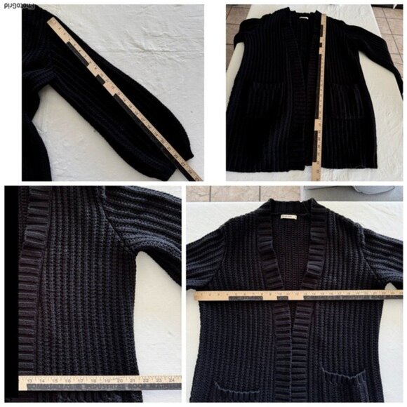 Marine Layer Open Front Cardigan Size Medium Merino Wool Blend in Autumn Brown - Picture 11 of 13